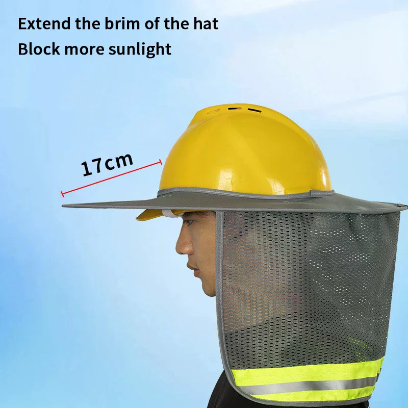Summer Sun Shade Safety Helmet Neck Shield Helmets Reflective Stripe Safety Cap Hat For Construction Worker