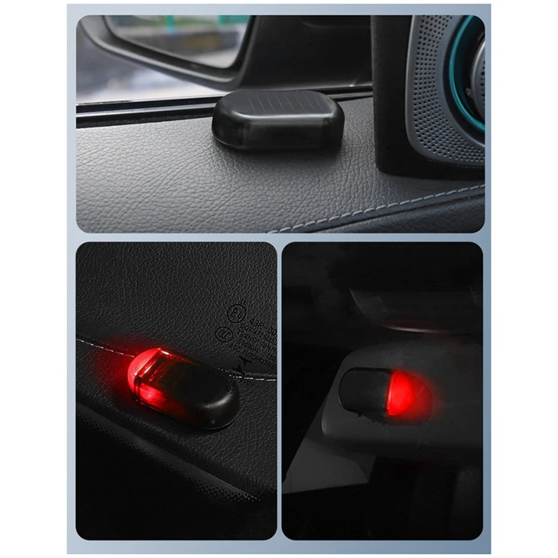 Multifunctional Car Solar Anti-Theft Light Alarm LED Car Sensor Lights 1 PCS Black, Red Light