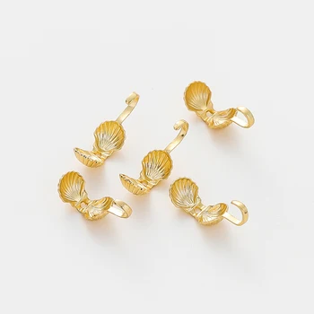 20 Stück 14K/18K vergoldete Messing-Muschel-Crimp-Endkappen, Verschlüsse, Draht- und Gewindeverschluss für DIY-Schmuckherstellungszubehör