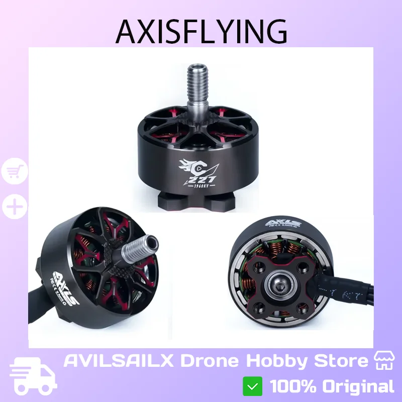

Бесщеточный двигатель Axisflying C227 1960KV — напряжение 4-6S, сильная мощность для 5-дюймовых FPV-дронов