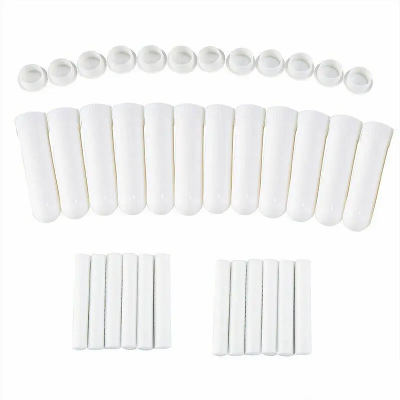 50pcs Blank Nasal Inhaler Sticks Plastic Blank Aroma Nasal Inhalers for DIY Essential Oil Best Quality Cotton Wicks White