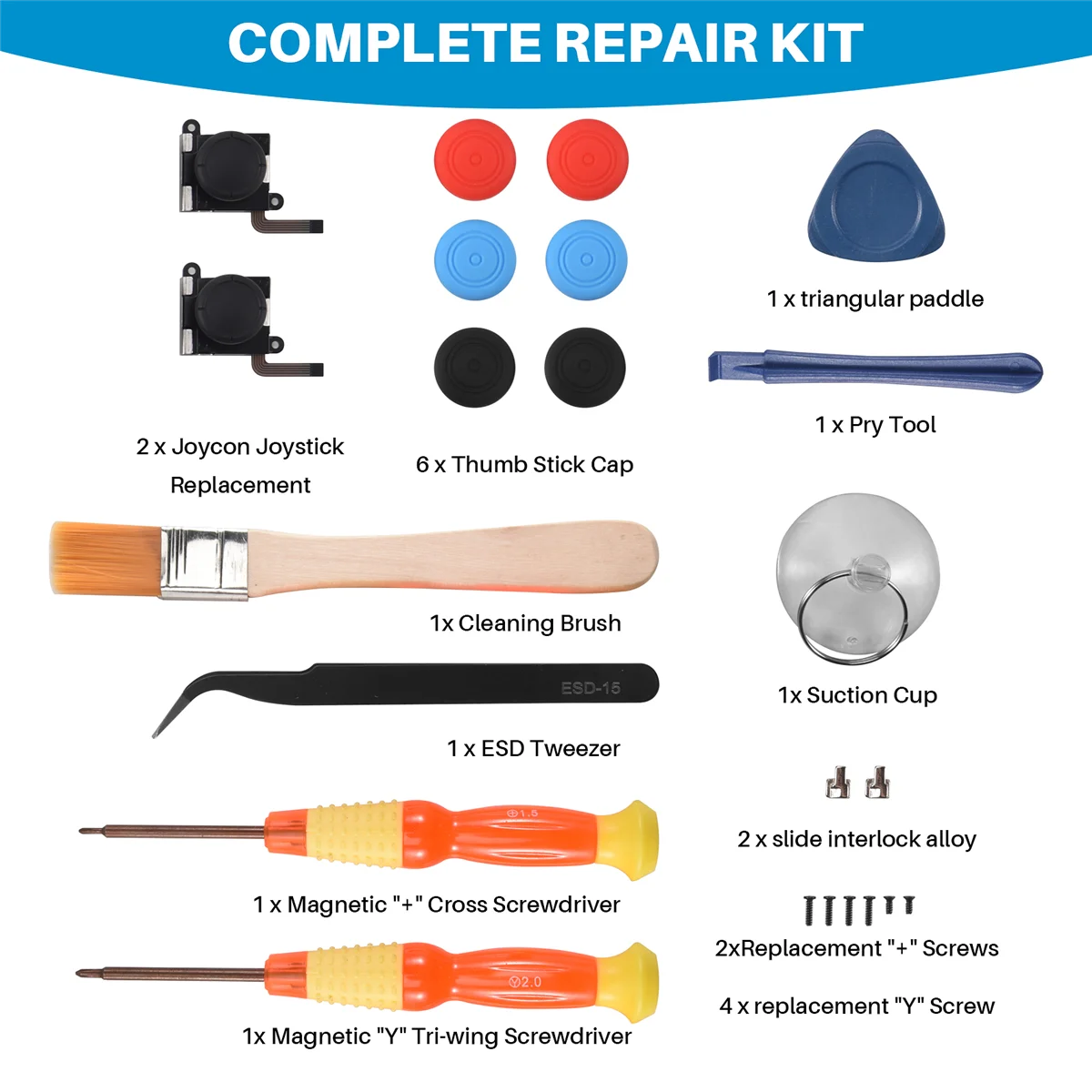 New 2-Pack for Joycon Joystick Replacement,Analog Thumb Stick Repair Kit for , with Screwdriver