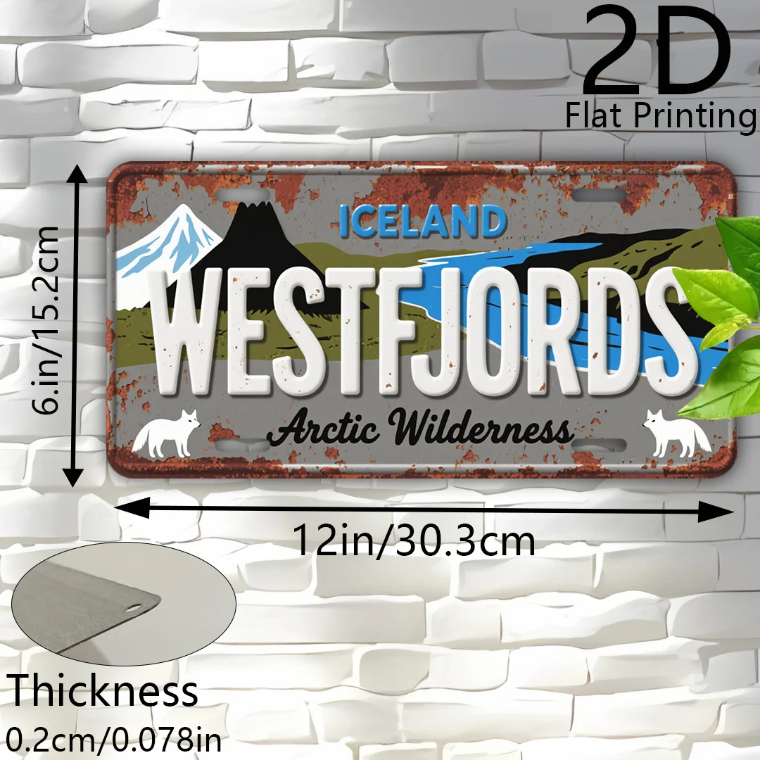 2D Flat, 1pc Vintage Icelandic Westfjords Arctic Wilderness Metal Wall Decor - Heavy-Duty Aluminum Sign Plaque with Icelandic Te
