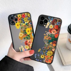 Oil Painting Flower Phone Case For iPhone 15 11 12 13 14 Pro Max Horizontal flower Cases for iPhone X XS XR 7 8 Plus SE2 Cover