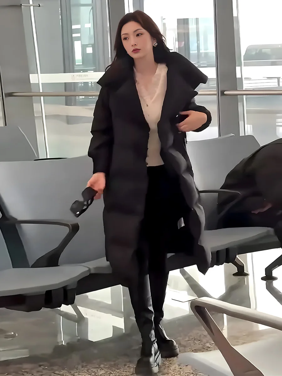2026 Winter New Faionable Versatile Thiened Warm Large Collar White Du down Puffer Jaet Women's Commute Sle Loose Fit