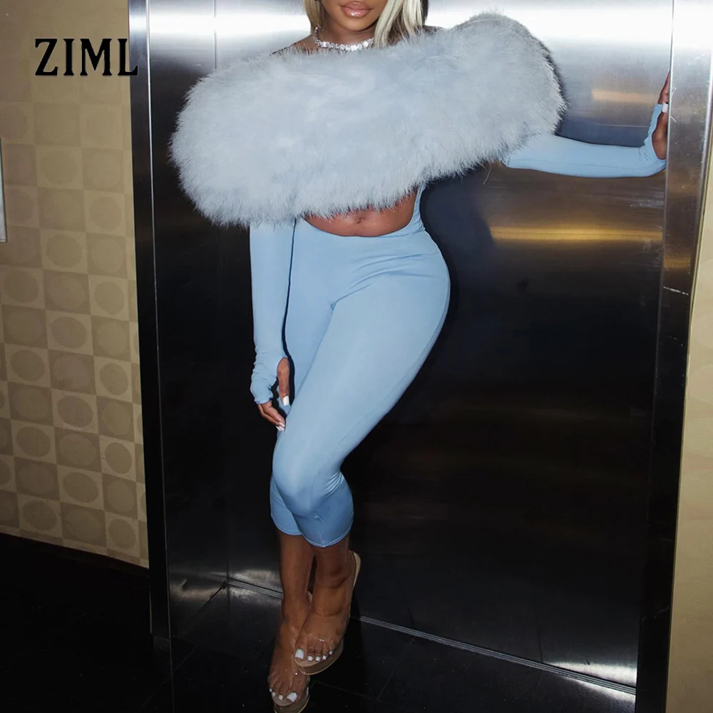 

ZIML дизайнерские однотонные утягивающие плюшевые комбинезоны для женщин с разрезом на шее и длинными рукавами, с высокой талией, сексуальный комбинезон с вырезами, женская мода