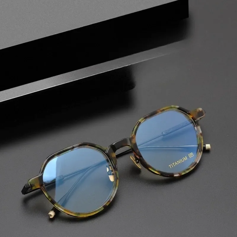 

Ultra-light Titanium Circle Men Anti Blue Light Retro Myopia Glasses Lilac Frame for Women Acetate Prescription Handmade Eyewear