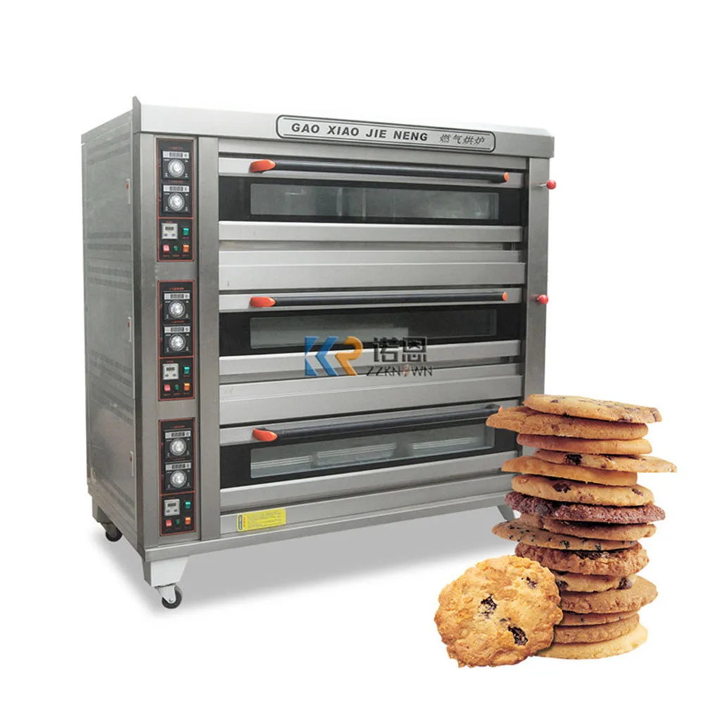 

Bakery Pizza Machine 3 Deck Gas Oven Baking Equipment Commercial 6 Trays Cookies Pizza Gas Oven Machine