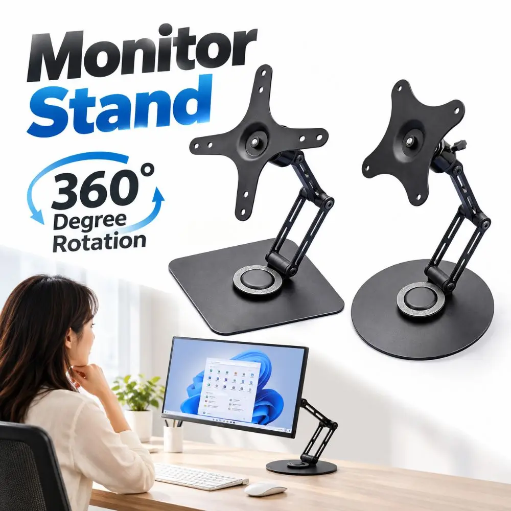 360 Degree Rotation Monitor Stand Height Adjustable Free Suspension Portable Screen Stand Round Base Square Base