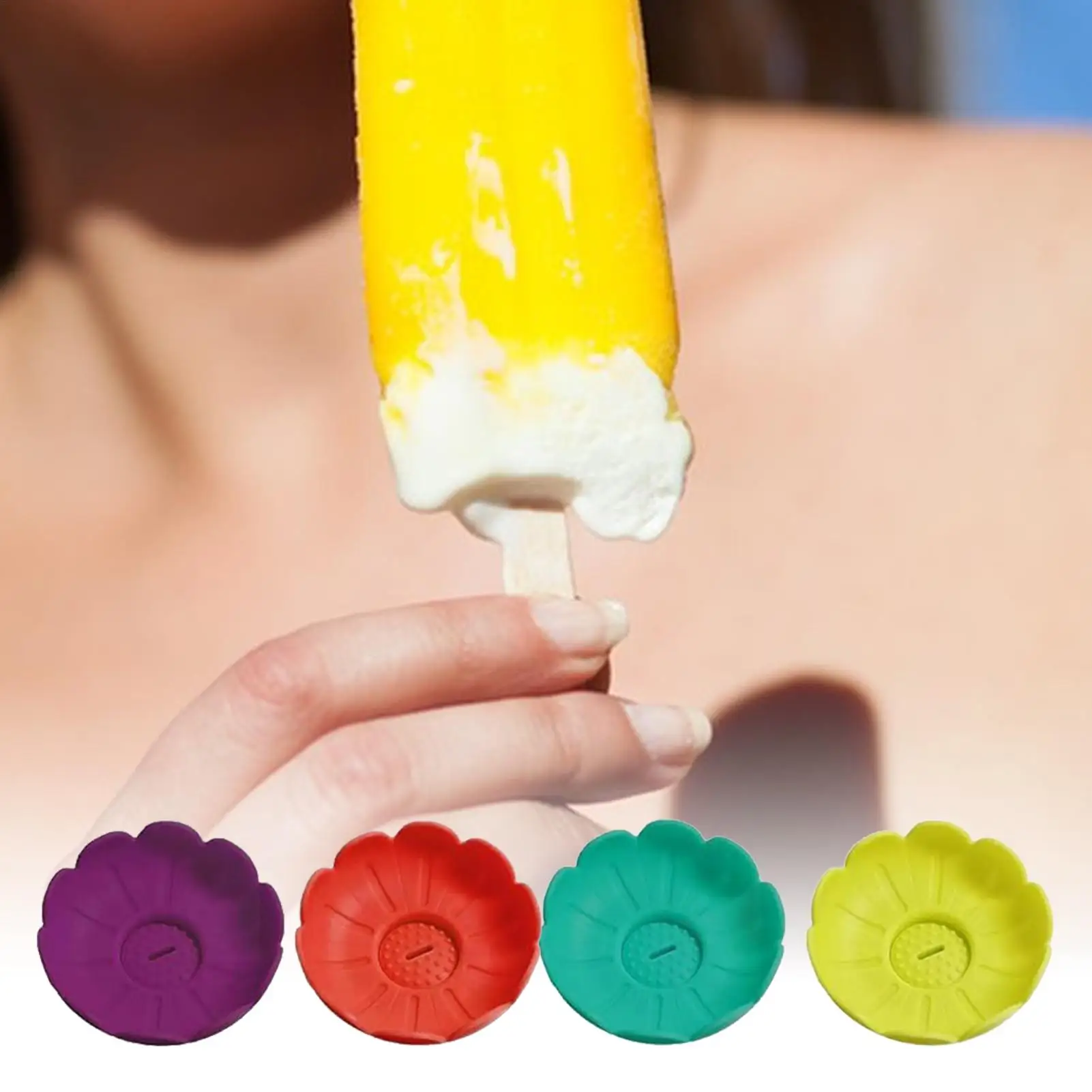 Ice Pop Holder 4 Pieces Silicone Ice Stick Racks Reusable Lolly Mold Drip-Proof Dessert Cup For Hot Weather Pool Camping Travel