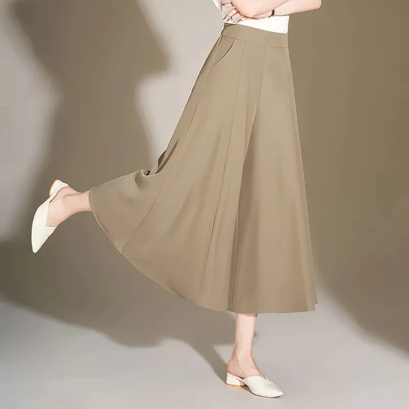 

Wide-Leg Pants Women's 2025 New Summer Thin High-Waisted Loose Casual Skirts Slim And Drooping Nine-Point Big-Footed Skirts