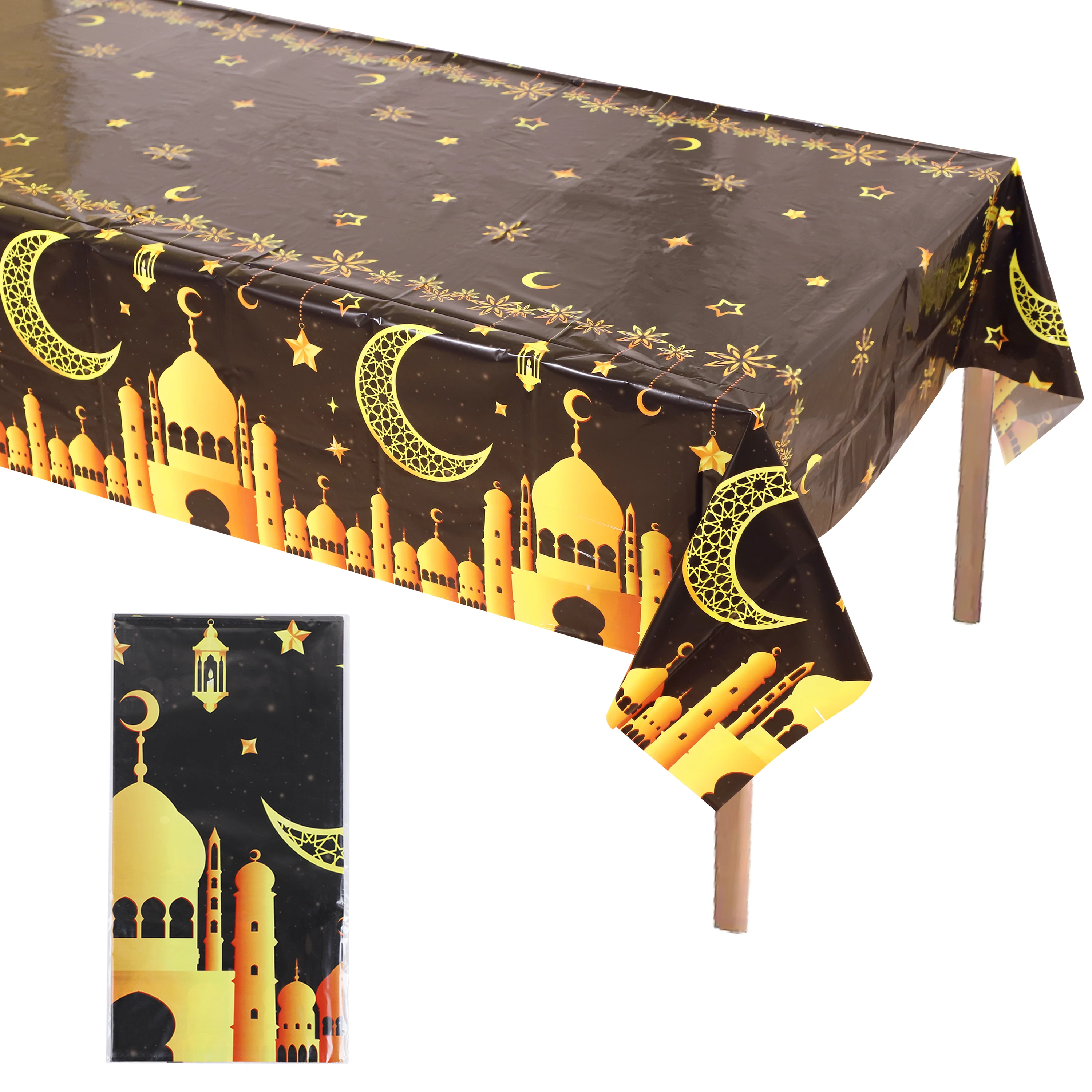 Eid Mubarak Disposable Tablecloth Table Runner Islamic Muslim Party Decor Ramadan Kareem Decoration For Home Eid Al Adha Gift