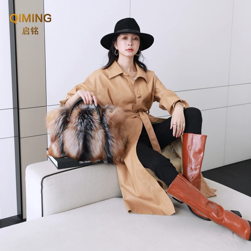 Real Fox Fur Bag Woman Big Bag Ladies Crossbody Bags Designer Luxury Handbags Women Handbag Shoulder Bag Fluffy Tote Bag Fuzzy