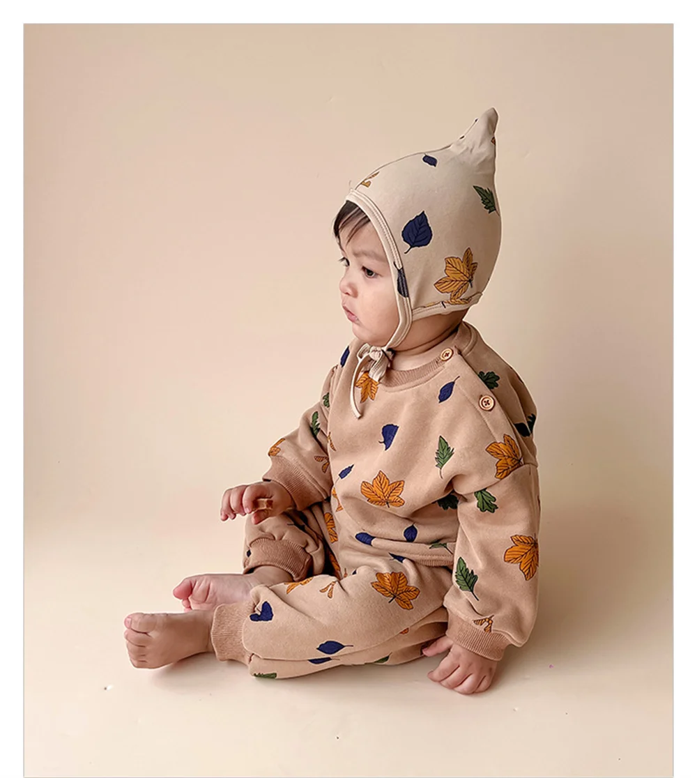 Baby Hoodie set For Boys Girls Newborn Clothes Autumn/Winter Clothes For Young Children Long Sleeve+Pant Fleece Warm Outing Set