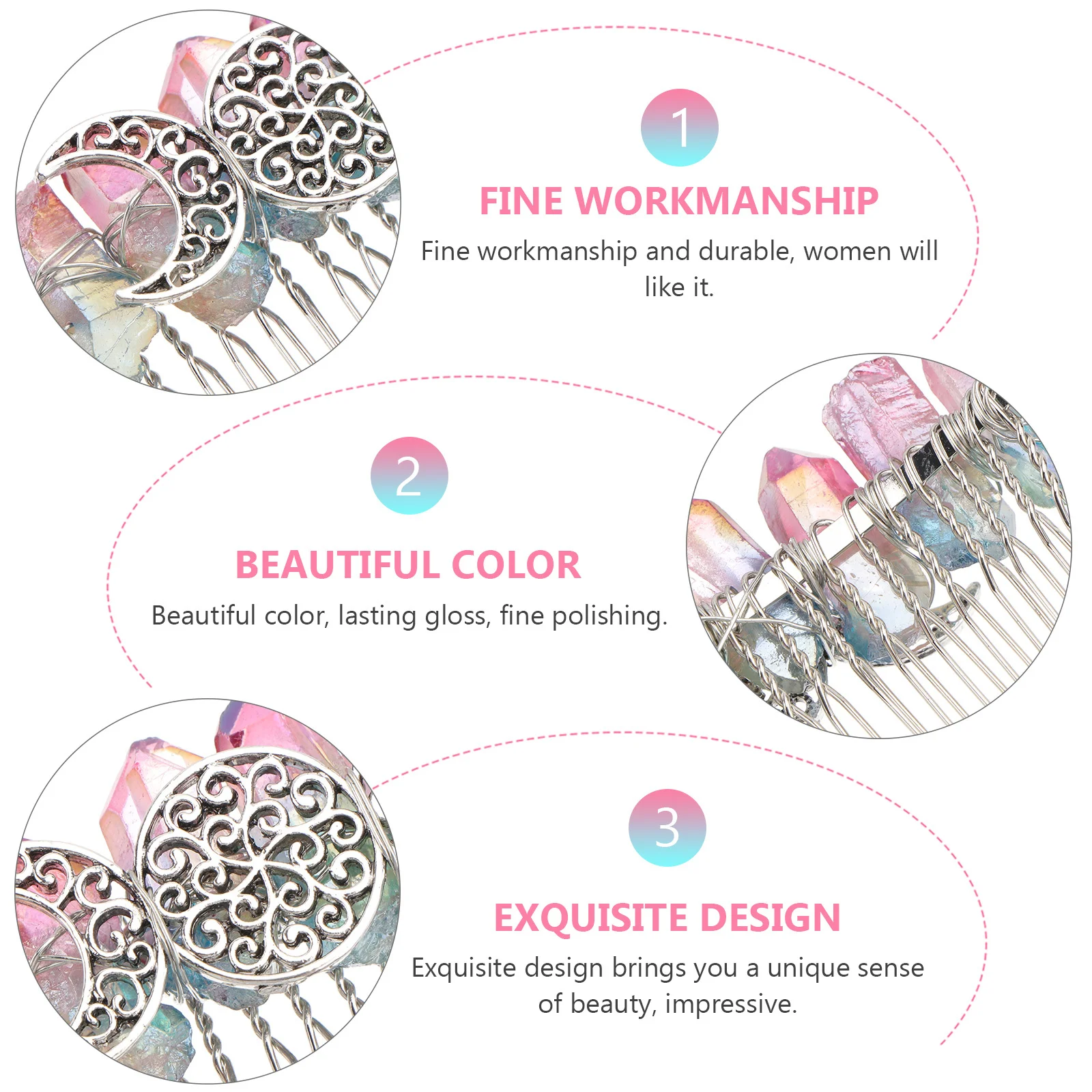 

1Pcs Crystal Handcrafted Hair Comb Durable DIY Hair Accessory for Weddings Parties Women Tuck Comb Exquisite Decor