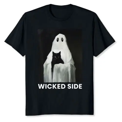 Custom Halloween Black Cat Wicked Side Best Gift Idea T-Shirt S-5XL