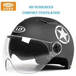 Summer Electric Bicycle Helmet for Man and Woman with Internal Double Lens Half-helmet Electric-bike Safety Cap