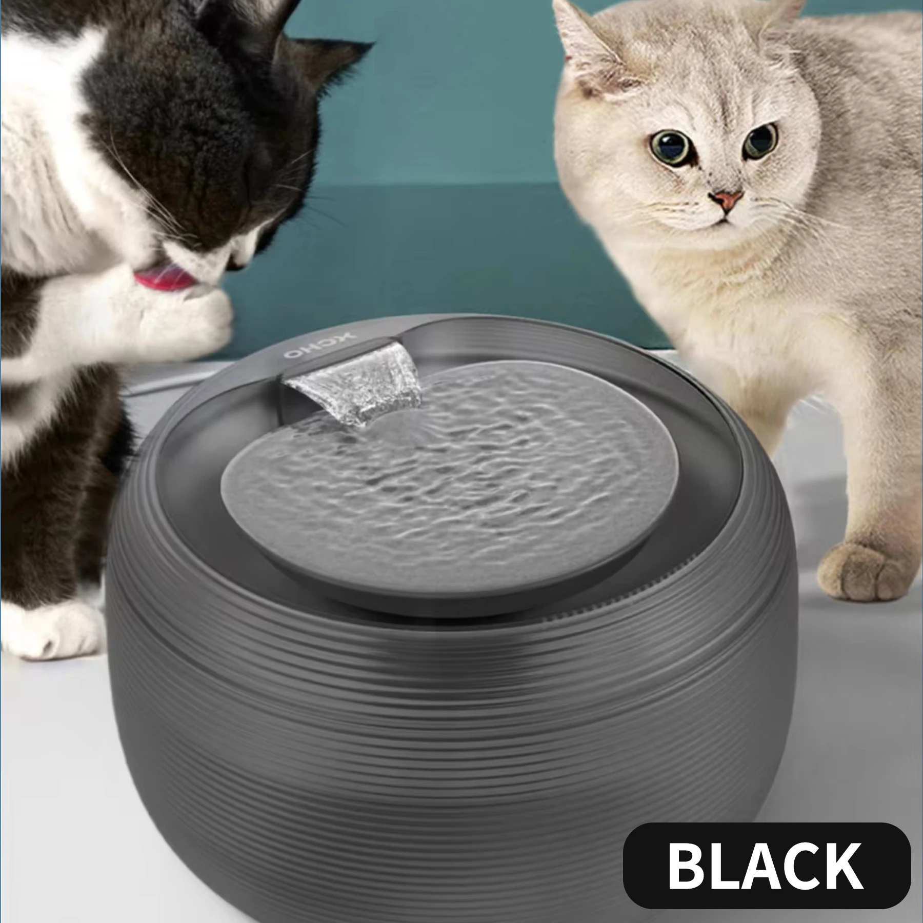 PUPOPAN 25dB Extremely Quiet BPA-Free Cat Water Dispenser Pet Water Fountain for Cats and Dogs Built-in LED Light(GRAY)