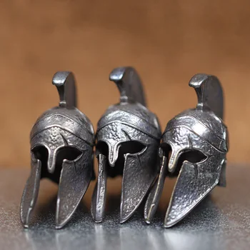 אפור שחור עתיק spartan לוחם צלקת קסדת פליז סכין פליז edc diy paracord keychain lanyard keyard Diy paracord