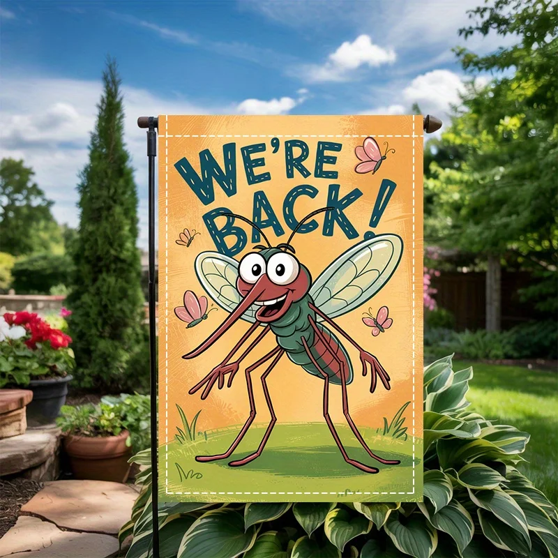 2D Flat - One Piece of 2D Flat Design, a Festive Yard Flag Announcing The Return of Mosquitoes, Featuring