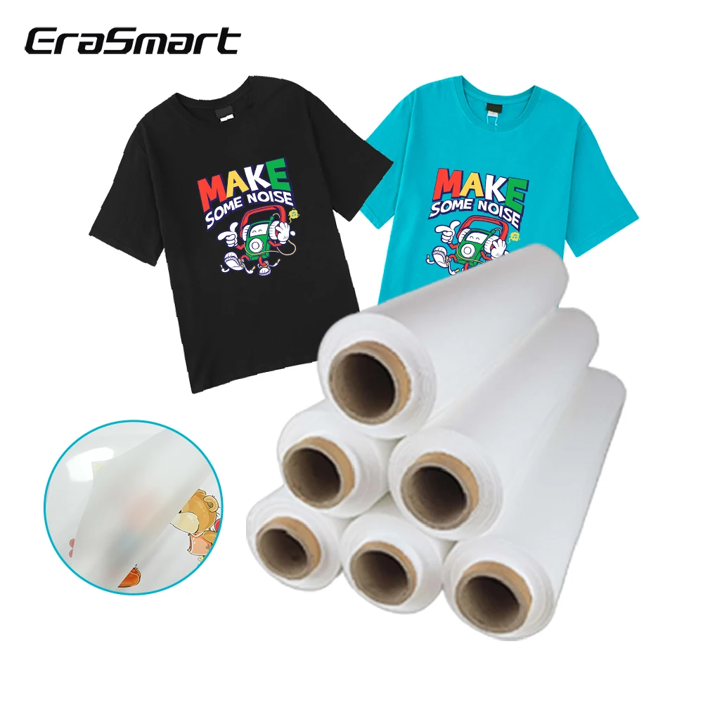 

Erasmart New Arrivals Garment Clothes A4 Single DTF Film 20cm*100m L805 L1800 DTF Printer Roll to Roll DTF Film