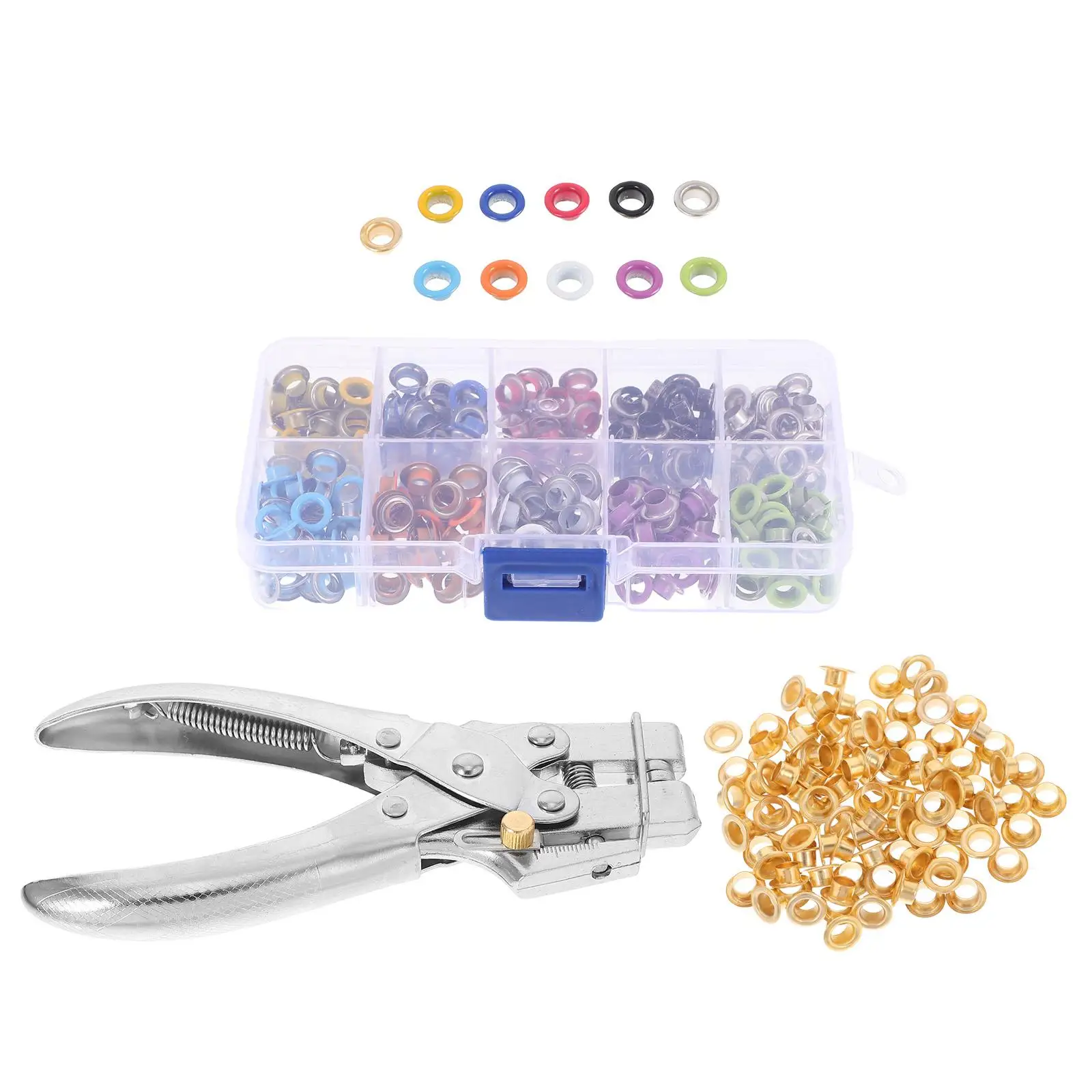 

Gas Eye Clamp Set Grommet Tool Kit Hole Punch Eyelet Pliers Hand Press Eyelets Iron Setting