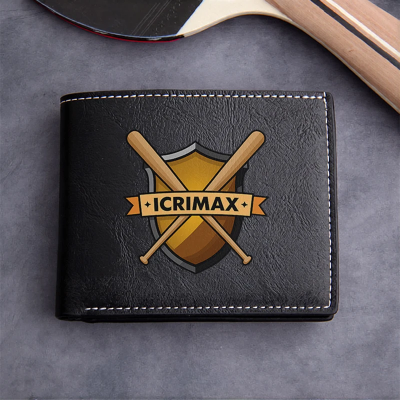 ICRIMAX Premium PU Leather Wallet Men's Compact Business Style Durable Lightweight Design Shield and Bat Emblem