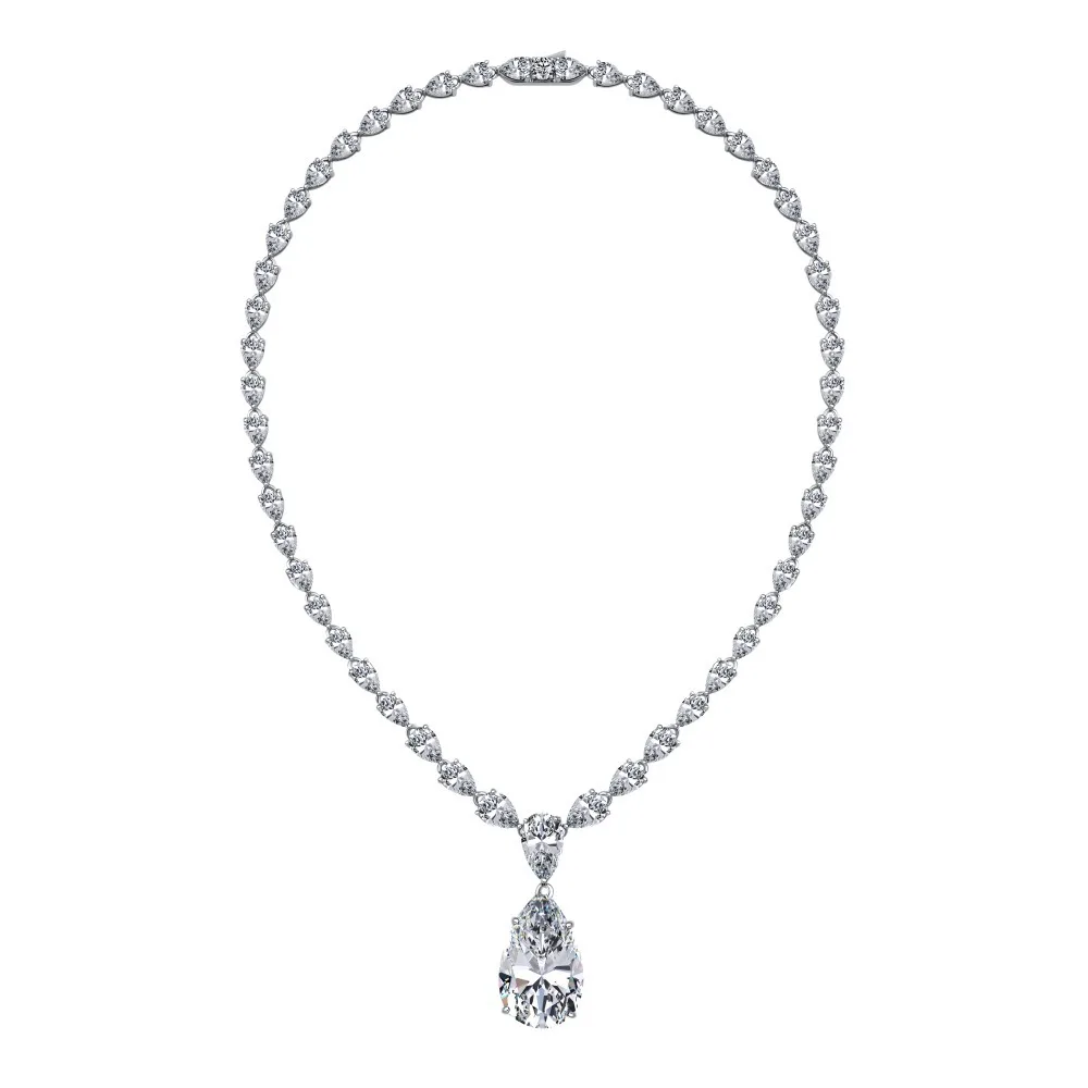 Versatile 925 Silver Necklace with High Quality Zircon Handmade Inlaid Luxury Dinner Full Diamond Style Collar Chain