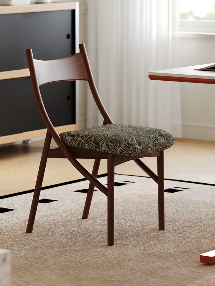 

Cat ear chair French antique dining table hall chair Cat ear solid wood home designer retro 2025 new