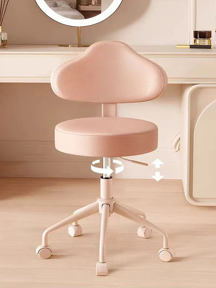 Salon Furniture Bar Counter Chair Customized Rotating Lift Chair Home Makeup Beauty Pulley Backrest Round Chairs High Foot Stool