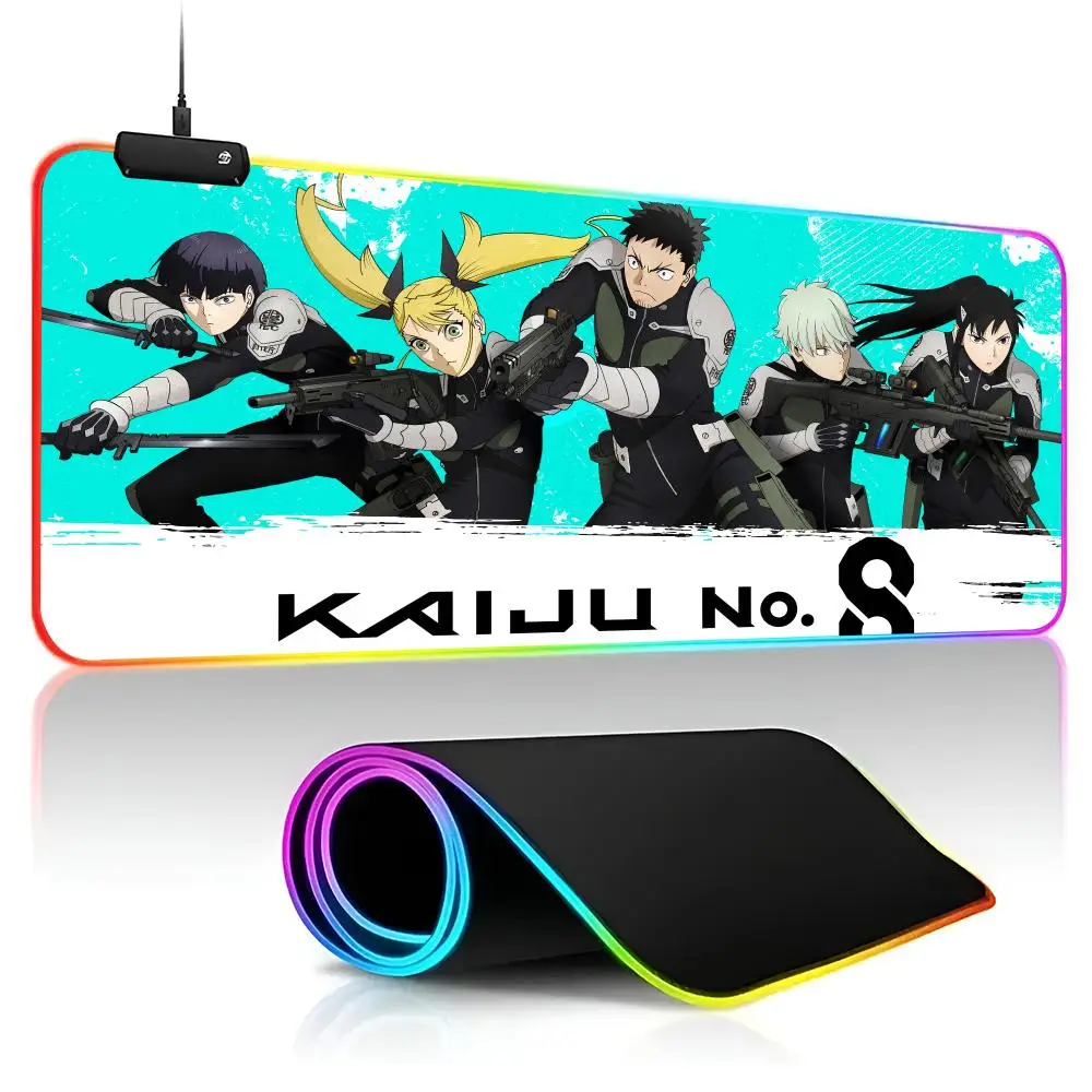 Hot Anime K-Kaiju No. 8 Mouse Pad Gamer RGB Deskmat Keyboard Mat Gaming Laptops LED Mousepad Desk Protector Anime Mause Mats