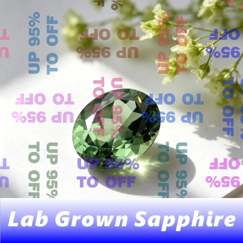 ALaboratory Production Sapphire Stone Oval Shape Green Color Certificate
