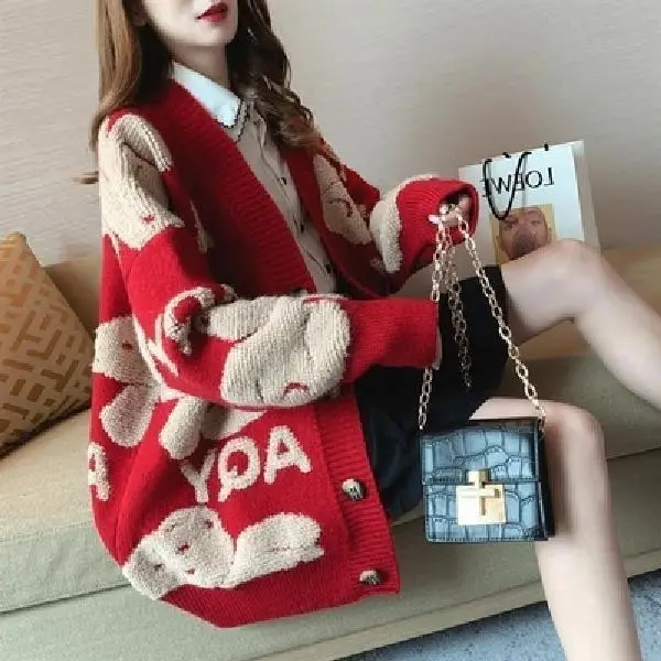 Sweater Coat Autumn Winter Clothing 2023 New Trendy Lazy Ins Korean Version Loose Large Size Knitted Cardigan