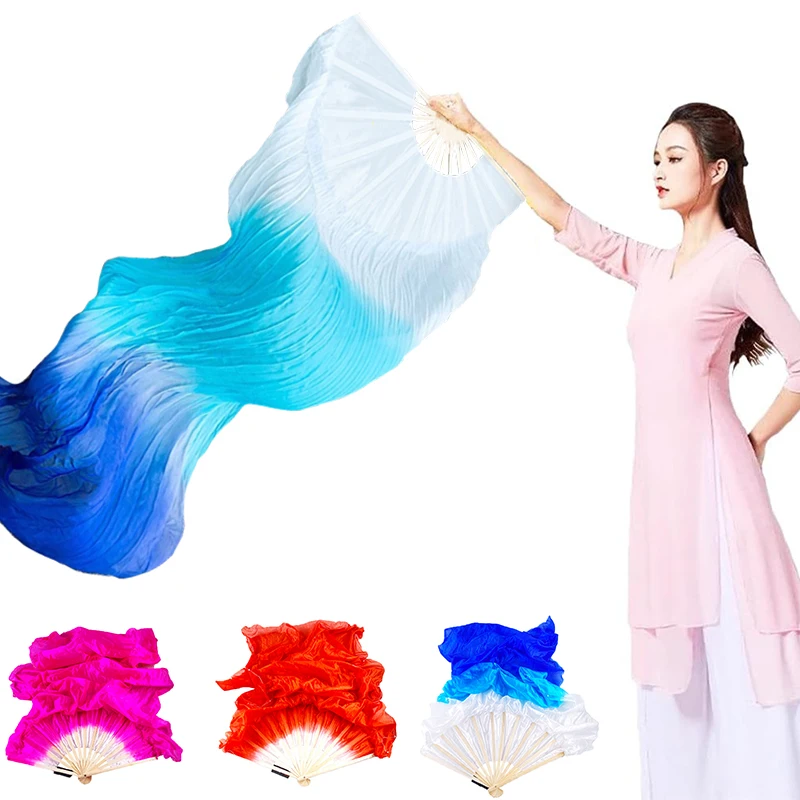 1.5M LED Artificial Silk Belly Dance Fan luminous Folding Cloth fan Colorful Light Up Fan for Women Stage performance props