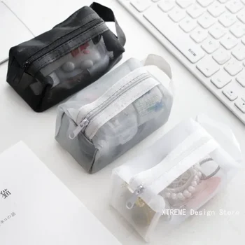 רשת מרובעת ניידת אחסון שקית קוסמטי לנשימה שקית הקוסמטיקה מפתח מארגנת תיקים נסיעות איפור