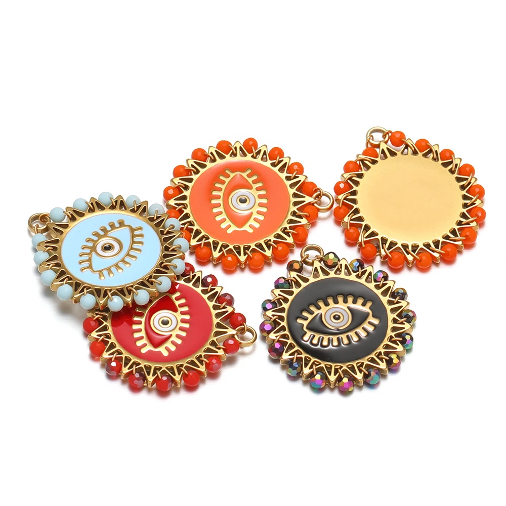 

3 шт. высококачественных подвесок из нержавеющей стали с эмалью в виде глаза и солнца для ожерелий, браслетов, материалы для изготовления ювелирных изделий своими руками