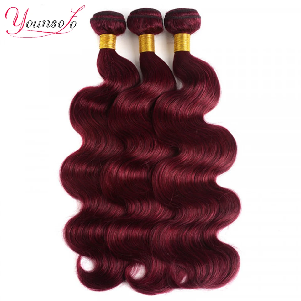 Burgundy Human Hair Bundles 99J Body Wave Brazilian Bundles Human Hair Extensions Body Wavy Bundle Wine Red Color For Woman Hair