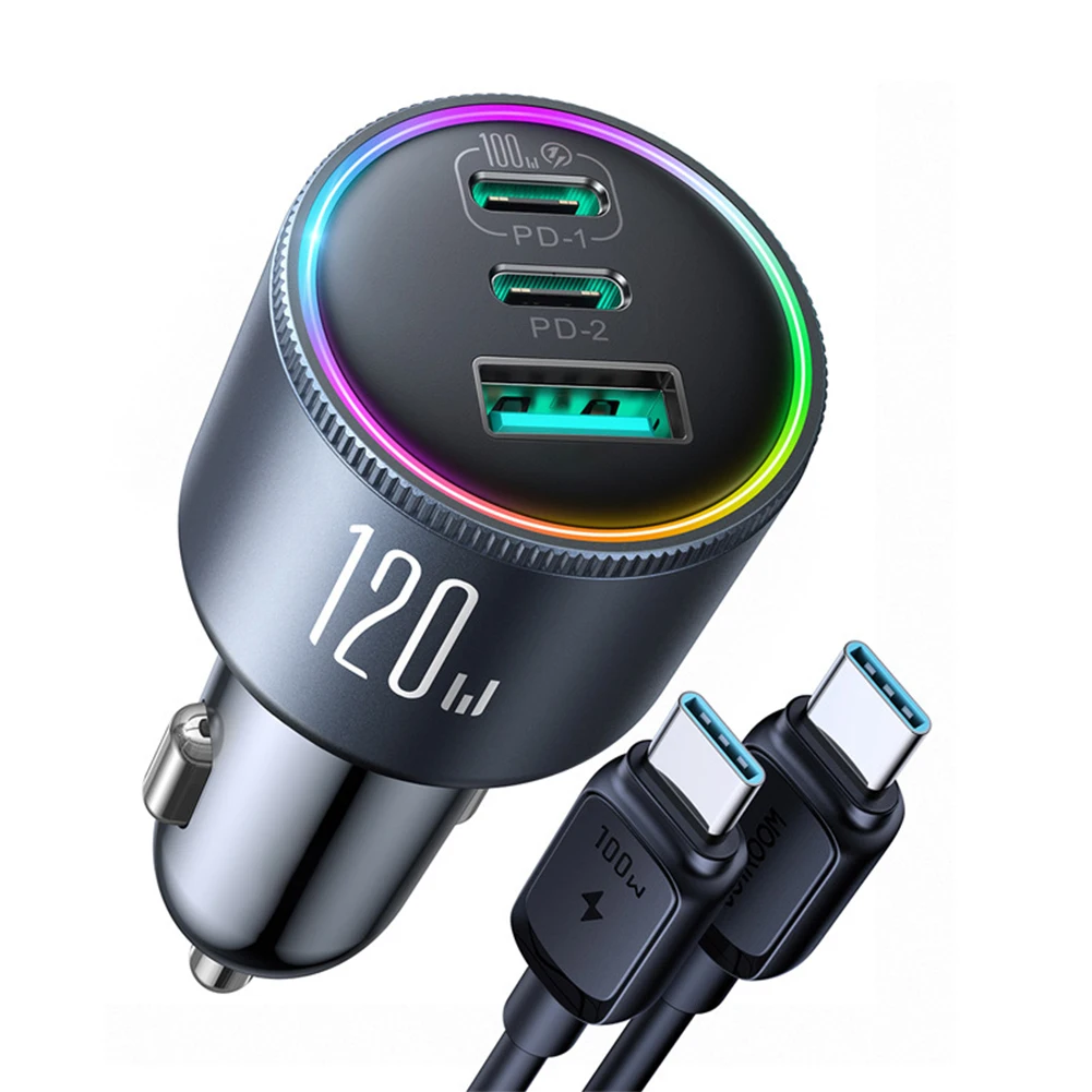 

Fast Charge Adapter 120W Car Charger Car Travel Nighttime Charging 20V Ultra-fast Charging Built-in Cooling System