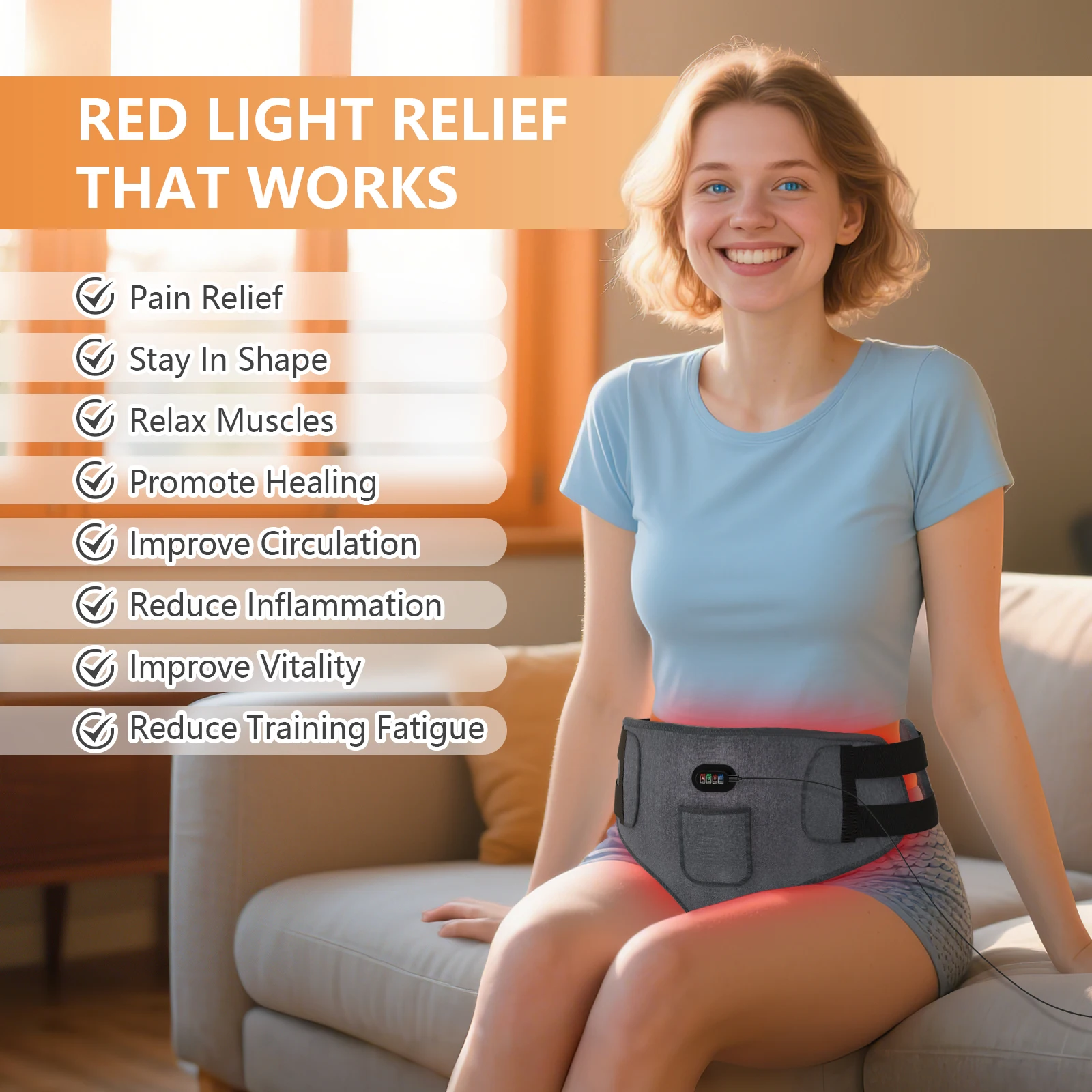 العلاج بالضوء الأحمر التدفئة تدليك السراويل 162 قطعة حبيبات مصباح مستديرة متفاوتة الأحجام 620nm العلاج الطبيعي بالأشعة تحت الحمراء حزام لف لتخفيف الآلام واسترخاء العضلات #2