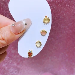 MIGGA 4pcs Cute Movie Outer Space Girl Stud Earrings Set for Women Gold Color Cubic Zircon Jewelry