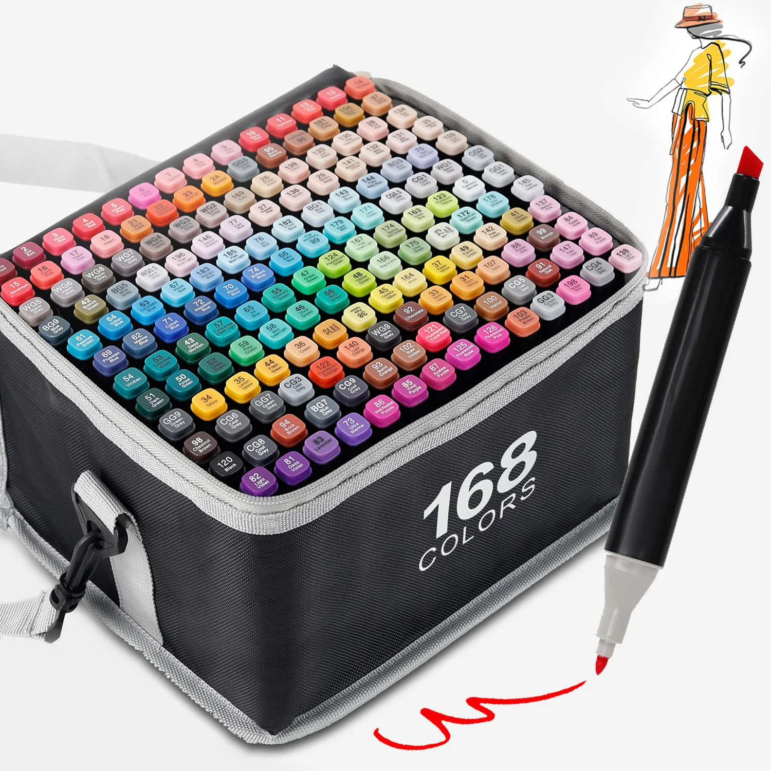 24/48/80/120/168/262 Colors Professional Drawing Markers Dual Tip Permanent Art Sketch Markers for Illustration School Supplied