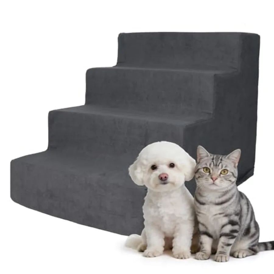 

Dog Stairs for Small Dogs Cats, Suede Pet Steps, Non-Slip Pet Stairs for High Bed Couch, Indoor Portable Dog Ramp with Zipper B
