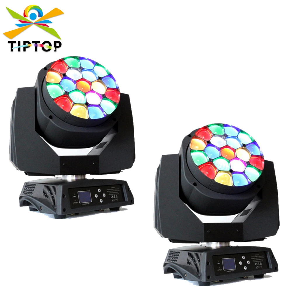 TIPTOP 2xLOT 19x15W RGBW 4IN1 Bee Eye K10 Moving Head Beam Wash 2IN1 Framing Effect DMX Stage Effect Lights Disco Beam Lighting