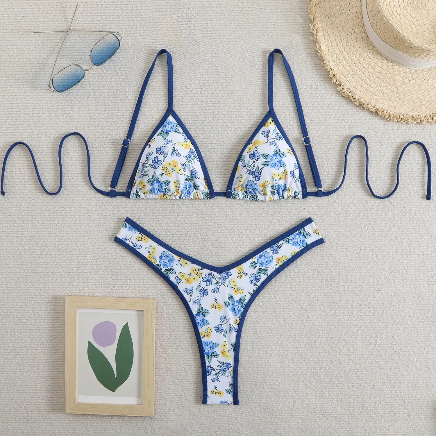 2025 licou Triangle string Bikini femmes Sexy maillots de bain femme fleur maillot de bain Vintage baigneurs maillot de bain maillots de bain