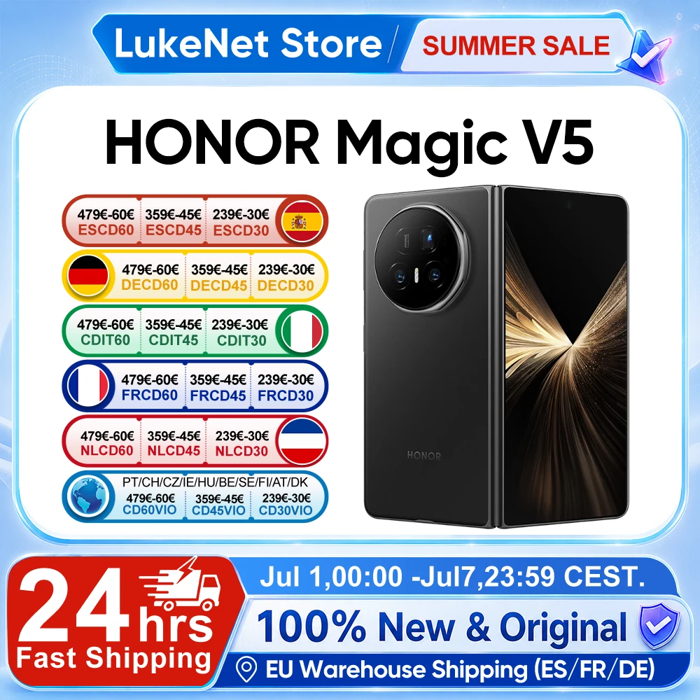 HONOR Magic V5 Versión Global Original, Teléfono Inteligente 5G, Pantalla OLED Dual HDR, Snapdragon 8 Elite, 5820 mAh, 7.95 Pulgadas, Supercarga de 66 W