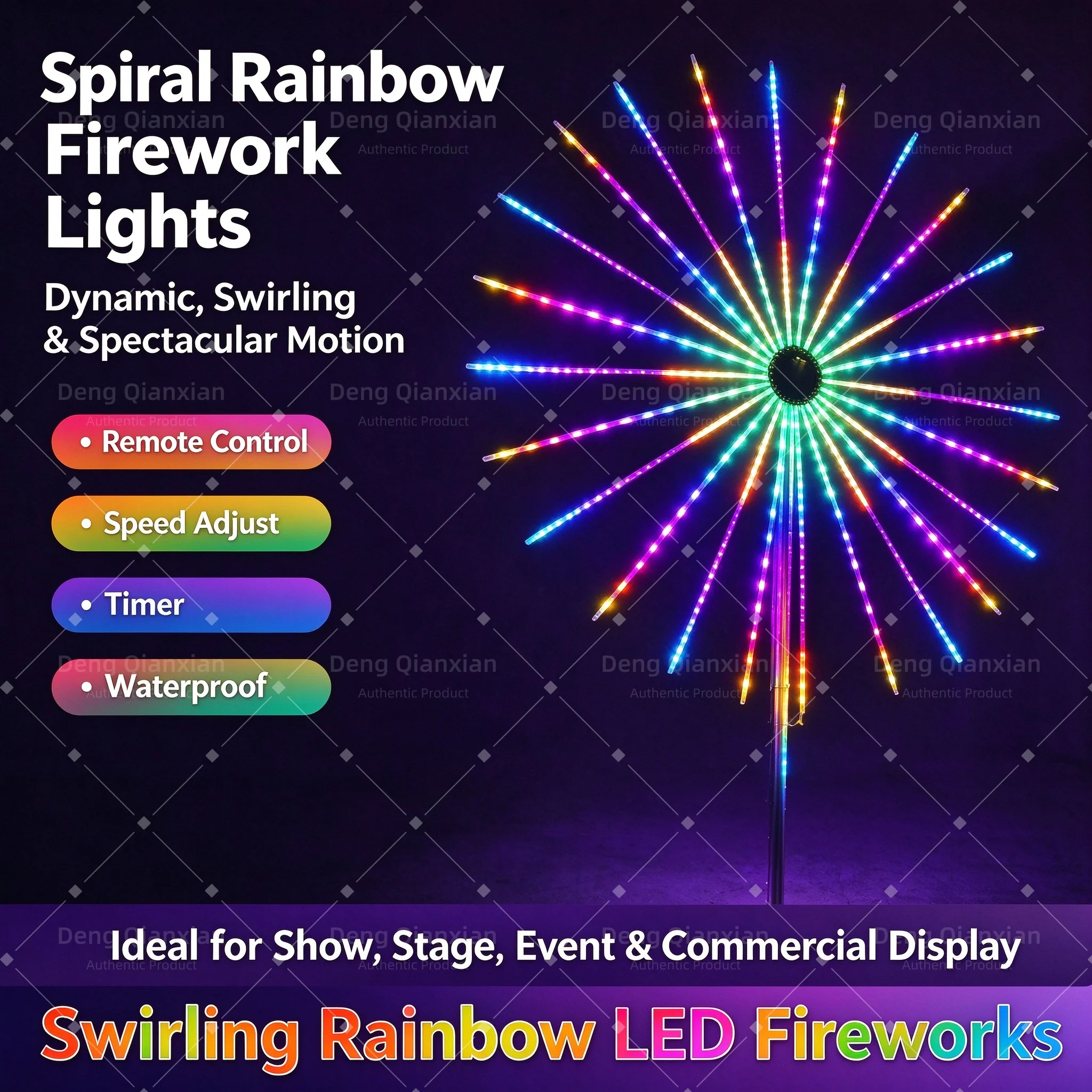 24 Tubes Double-Sided Firework Lights, Sound Activated Music Sync, Programmable APP Control Waterproof Outdoor String Lights