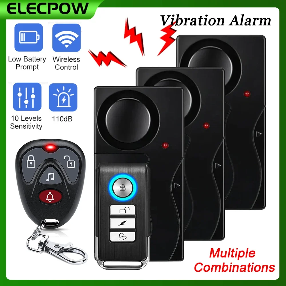 

Elecpow Door And Window Vibration Alarm Wireless Anti-Theft Home Security Alarm 110dB Bicycle Burglar Alarm With Remote Control