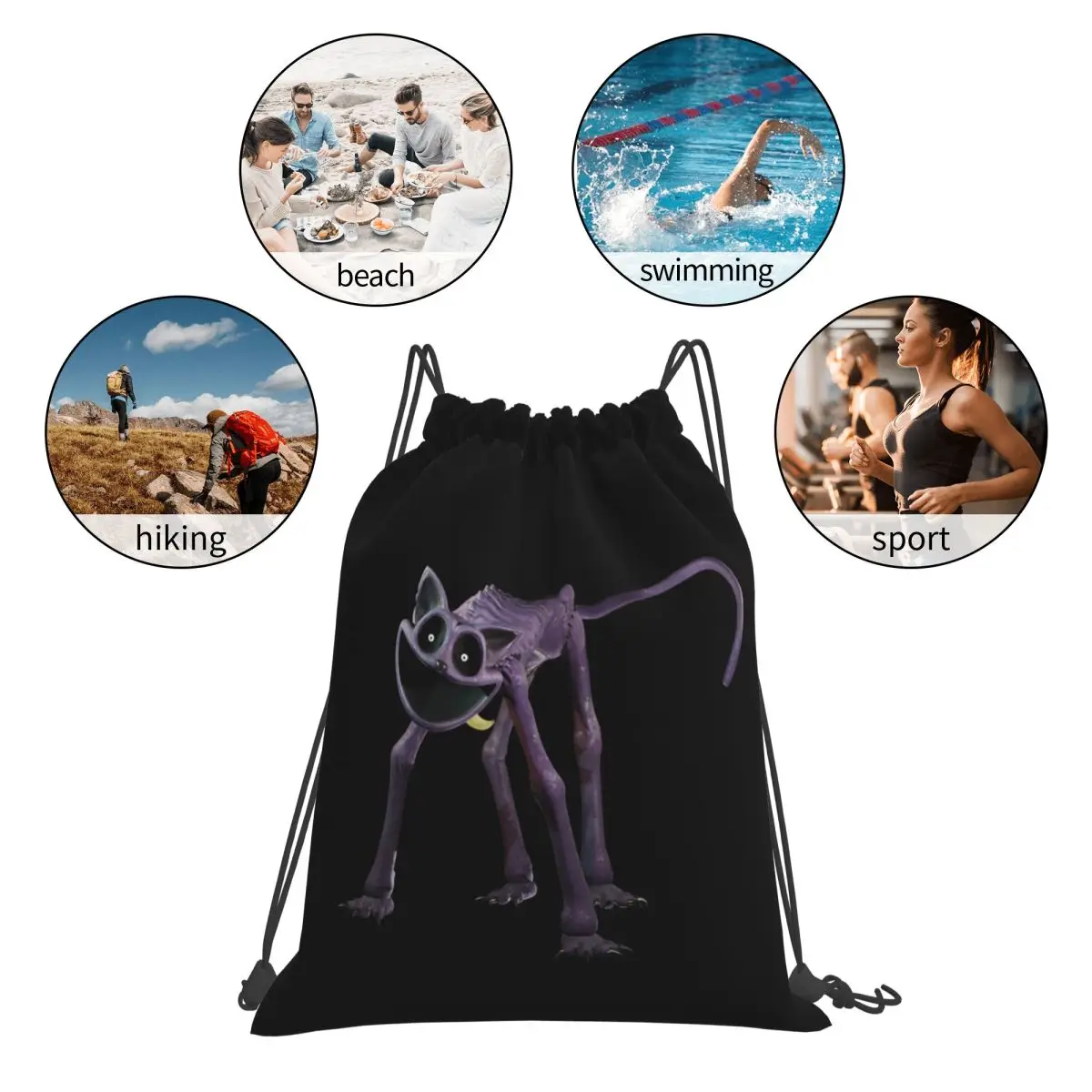 حقائب ظهر CATNAP Monster كاجوال محمولة برباط وحقائب رياضية وحقائب كتب لطلاب السفر