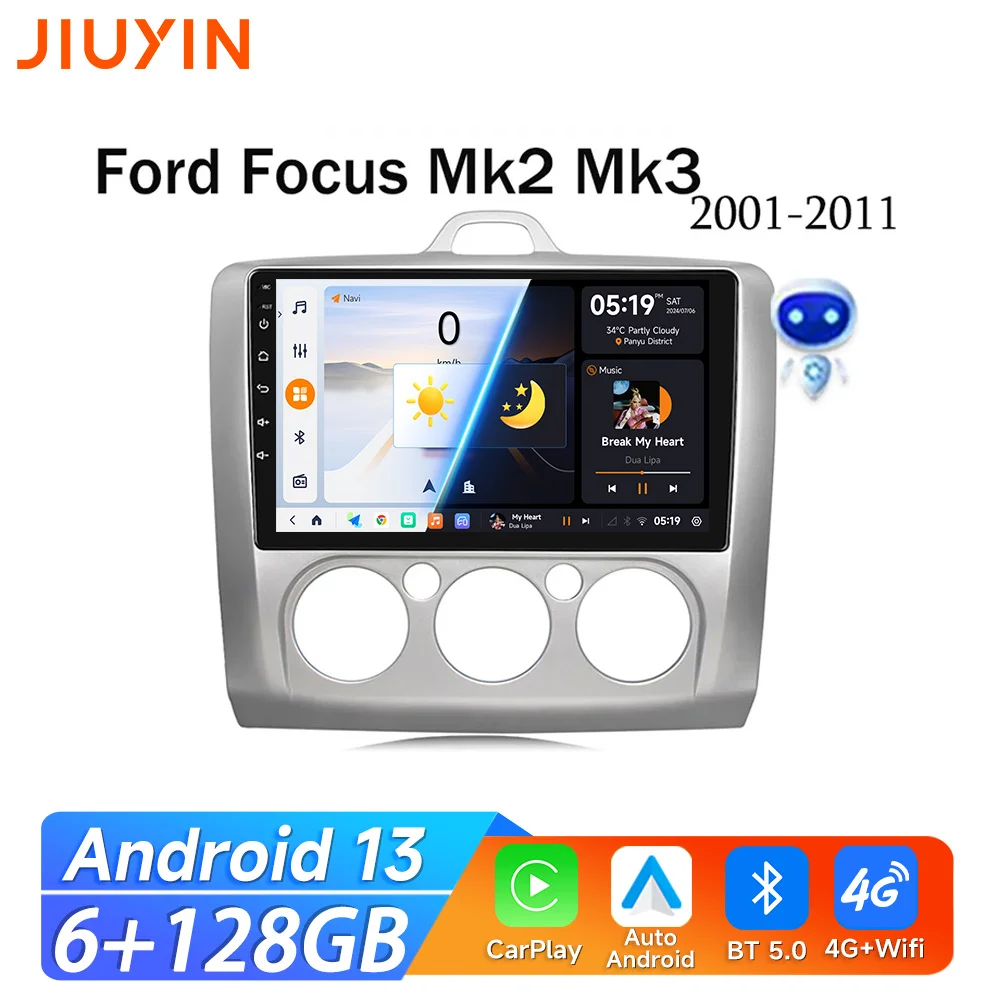 

JIUYIN Android 13 Car Radio For Ford Focus 2 3 Mk2/Mk3 2004-2011 Multimedia Video Player GPS 4G Carplay Auto Stereo RDS Head