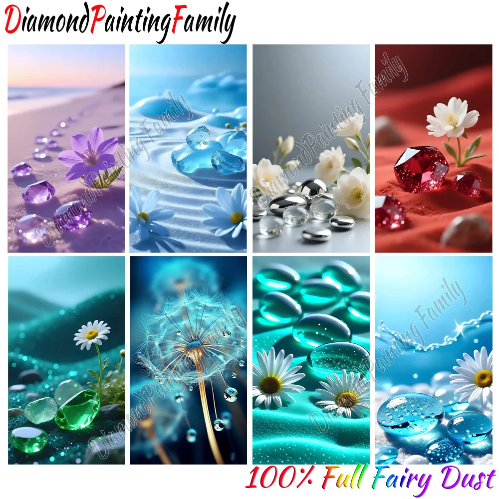 Diamond Painting Family Full Fairy Dust Crystal Resin Diamond Arts Colorful Flower AB Drill Embroidery Set Mosaic Painting Kits